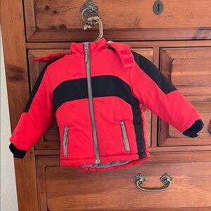 Red and Black Kids Puffer Jacket Preloved
